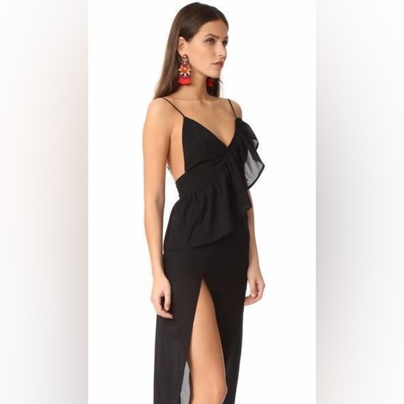 For Love & Lemons Flamenco Maxi Off the Shoulder Dress in Black Women's Small - Picture 2 of 13